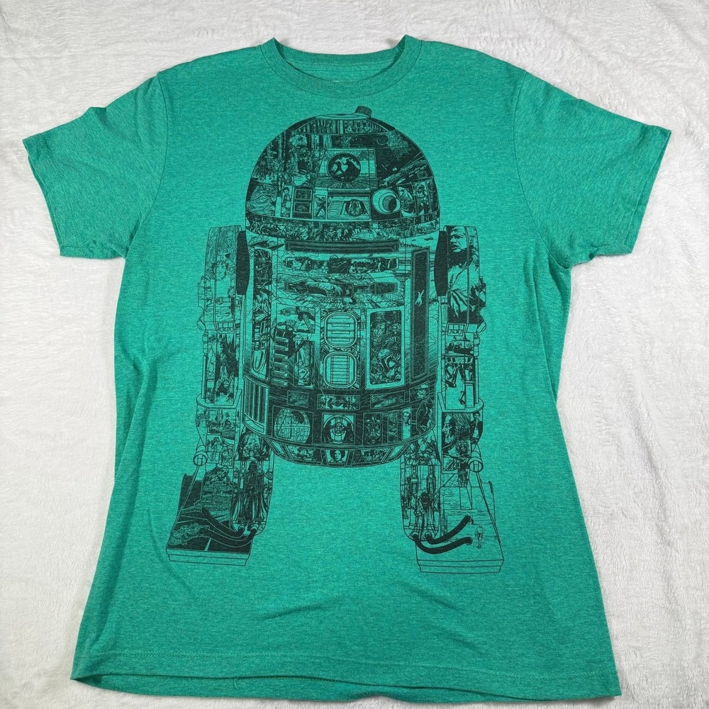 Star Wars Fifth Sun T Shirt Mens R2-D2 Green Movie Scenes Graphic Tee